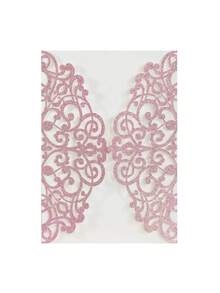 10pcs/Pack Gold Glitter Invitations (Include Envelope + Blank Pearlescent Paper Insert + Bow Tie), Laser Cut Elegant Invitation Cards Suitable For Weddings, Parties, Engagement, Formal Events - Pink - View 7