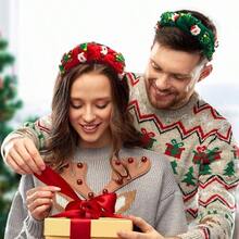 Diadema de Nudo de Navidad para Mujeres y Nias, Accesorios para el Cabello, para Mascarada, Decoracin de Vacaciones, de Cosplay - Verde-B - Ver 7