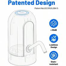 WSXC Water Dispenser For 5 Gallon Bottle Portable USB Charging Electric Water Pump Drinking Water Jug Pump For Home Kitchen Living Room Office Camping Universal For 3-5 Gallon Black - màu đen - Xem 2