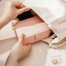 1 pieza Caja de joyería de gran capacidad de 2 capas, caja de almacenamiento de joyas de múltiples compartimentos, caja para anillos, aretes, collares, empaque, caja de joyería, caja de joyería portátil para viajes, regalo para el Día de San Valentín/Navidad, caja de almacenamiento para el baño - Multicolor - Ver 2