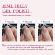 VENALISA 15ml Jelly Pink Gel Nail Polish, Neutral Jelly Nude Pink Gel Polish Sheer Pink Translucent Color Soak Off UV LED Nail Gel Polish Nail Art Starter Manicure Salon DIY At Home, 0.53 OZ - Color15 - 查看 3