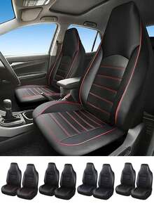 Classic Universal PU Leather Car Front Seat Covers High Back Bucket Seat Cover - Fit Most Cars, Trucks, SUVS, 2-Seater/1-Seater Trim Auto Seat Covers Set For All Seasons Car Seat Covers Full Set Seat Covers Car Asientos