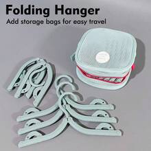 Foldable Travel Hanger Set With Storage Bag Portable Folding Hangers Ideal For Travel, Dorms, And Home Use Space-Saving Design Perfect For Extended Trips, Business Travel, And Work - 淺藍色 - 查看 7