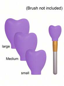 3 Pcs/Set Of Heart-Shaped Silicone Makeup Brush Protective Cover, Dustproof Storage And Protective Cover, Makeup Brush Protective Cover, Makeup Brush Dust Cover, Suitable For Travel, Vacation, Makeup Table, Dormitory, Very Suitable For Women And Gifts For Friends - Multicolor - View 12