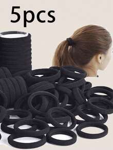 5/20/50/100pcs Pack Thick Black Seamless Elastic Headbands For Women, Minimalist Ponytail Holder, Elegant Design For Daily Wear, Washing Hair, Sports, Gifts, Suitable For All Seasons, Valentine's Day Gift - Multicolor - View 15