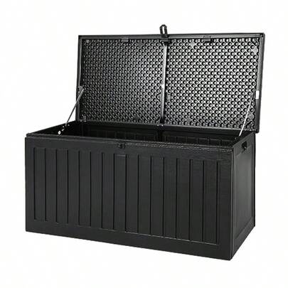 Outdoor Storage Box Container Cabinet Bench 270L Large Lockable Tool Toy Deck Boxes Chest Garden Shed Storages Ottoman Chair Seat Patio Indoor Furniture Perfect For Water-Resistant Black
