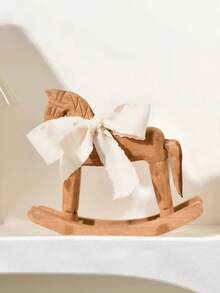 1pc Handcrafted Wooden Rocking Horse Decoration, Vintage Countryside Style With Ribbon, Desktop Ornament, Commemorative Gift For Friends, Home Decor, Unique Gift For Women - Multicolor - View 11