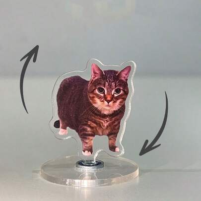 1 pieza Figura decorativa giratoria de gato adorable, diseño giratorio de 360 grados, decoración divertida para oficina, escritorio escolar