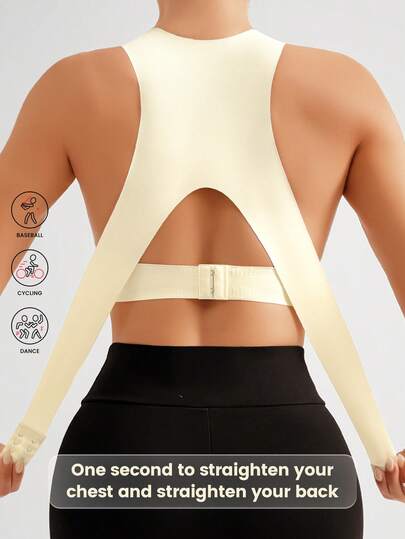 1pc Women's Wireless Front & Back Closure Sports Bra, Cycling & Workout, Anti-Sag