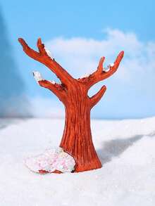 Decoração de Paisagem em Miniatura que Brilha no Escuro, Ornamento Pequeno com Iluminação de 7 Cores, Artesanato Criativo de Resina Árvore de Neve Decoração de Natal, Lâmpada Luminosa com Suporte de Árvore