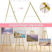 Vincidern 2Pcs 43.7" Gold Easel Stand For Wedding Sign,4 Adjustable Height Levels, Assembly Required, Heavy Duty Metal Display Stand For Art, Paintings, Posters, Pictures, And Home Décor - Vàng - Xem 10