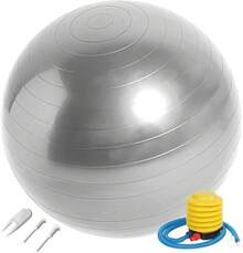Pelota Fitness De Ejercicio para Yoga Pilates con Bomba para Pilates Yoga Ejercicios Abdominales Y Ejercicios Básicos Fitness Equilibrio Gym - Plateado - Ver 1