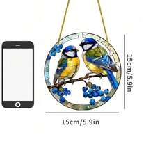 قطعة واحدة من صائد الضوء الأنيق بشكل عصفور أزرق ثنائي الأبعاد، معلق زجاجي ملون للنوافذ، ديكور دائري للفناء والحديقة والغرفة، هدية مثالية لعشاق الطبيعة، ديكور عيد الحب، أكريليك ثنائي الأبعاد - أبيض - مشاهدة 6