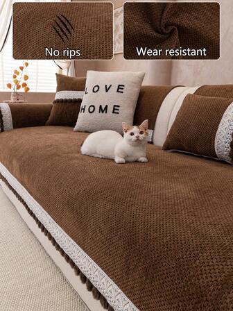 1 pieza Funda de cojín para sofá para todo el año, protector de asiento de sofá minimalista moderno antideslizante, a prueba de polvo y lavable, marrón suave y resistente a la decoloración, apto para mascotas, se adapta a sofás en forma de L y de 1/2/3/4 plazas para dormitorio, oficina, sala de estar