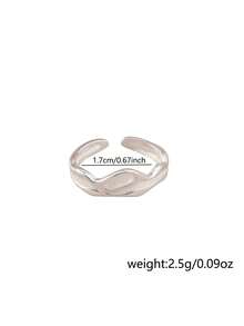 1pc Minimalist Asymmetrical Shaped Cubic Zirconia Glow In The Dark Ring, Unique Creative Women's Finger Ring - Silver - View 6