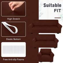 Funda de Sofá de Alta Elasticidad en Colores Sólidos - Funda Lavable a Máquina, Fácil de Instalar y Suave al Tacto, Resistente a la Suciedad y Especialmente Ideal para Hogares con Mascotas como Gatos y Perros, Perfecta para Decorar Salas de Estar, Dormitorios y Oficinas Durante Navidad y Acción de Gracias, Protege tu Sofá de Manchas de Comida, Pelos de Mascotas y Desgaste Diario en las Reuniones Festivas, Disponible en Varios Tamaños para Sofás de 1 Plaza, 2 Plazas, 3 Plazas y Sofás de Esquina, Diseño Versátil que Combina Estética Moderna y Funcionalidad Práctica, Adecuada para Espacios Residenciales y Comerciales, Ideal para Preparar el Hogar para Invitados y Celebraciones Familiares, Manteniendo tu Mueble Limpio y Elegante en Toda la Época Festiva - Marrón - Ver 6