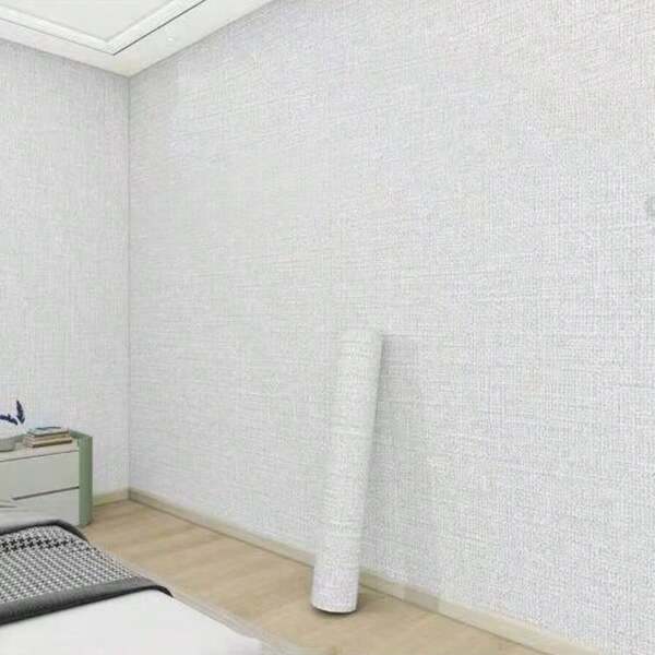 1 Roll Of Self-Adhesive Linen Wallpaper, 118 Inches * 19.7 Inches, 9mmThick Foam Textured Wall Sticker, Moisture-Proof Noise Reduction,Waterproof Home Decoration Wall Panel, Peel & Stick, Easy To Cut, For Living Room, Kitchen, Bedroom, Dorm, Office Decor, Rental Renovation
