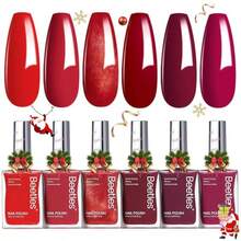 Beetles Red Nail Polish Set Blazing Rose, 6 Colors Dark Red Burgundy Nail Polish Glossy 15ml Enhance Nails Quick Dry Fingernail Polish For Nail Art Manicure DIY At Home Christmas Gifts For Women - Màu be - Xem 1