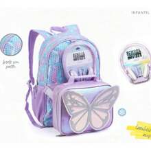 Enchanted Butterfly Children's Backpack With Wheels And Headphones - Adventure And Style At School - 色彩繽紛的蝴蝶 - 查看 2