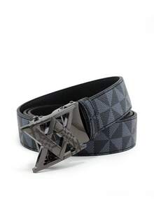 男士秋冬腰带一条，优质合金自动扣，商务休闲裤腰带，简约条纹设计 - 彩色 - 查看 13