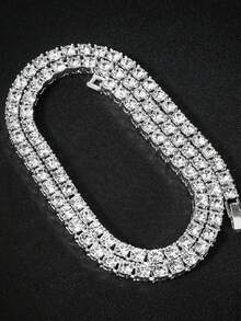 Dyyc Hiphop Ins 风格时尚闪亮网球链项链，男女通用锁骨链，单面闪亮