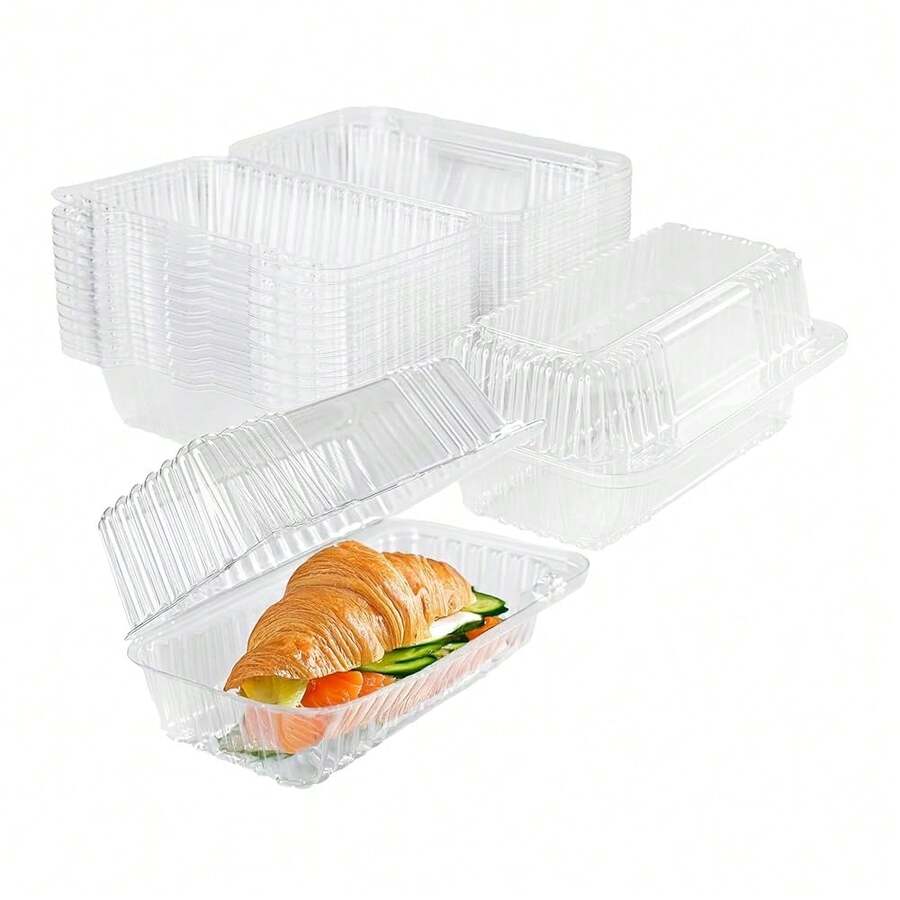 Tecnoplast 25-Pack Clear Plastic Food Containers, Clamshell Take Out Containers, 7 X 4 Inch, Perfect For Dessert, Snacks, And Meals,7inchx4inch-25Count - 7 inch x 4 inch - 25 chiếc - Xem 1