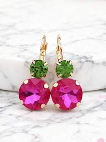 sehuoran Kupferlegierung einfache französische Haken handgefertigte hochwertige K9 Glas Damen Ohrringe