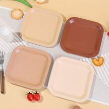 10/20/40 Stück Set, Farbverlauf braune quadratische Partyteller, 4 einfarbige quadratische Einweg-Pappteller für Abendessen, Dessert, geeignet für Bankette, Geburtstage, Hochzeiten, Babypartys, Boho-Stil Dessert-Teller - Verschiedenfarbig - Übersicht 4