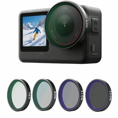  TELESIN CPL ND Filter Kit For Osmo Action 6, 4 Packs CPL ND8 ND16 ND32 Action 6 Filter, Neutral Density Polarising Filter, HD Optical Glass/Multi-Coated Filters Creator Combo Accessories