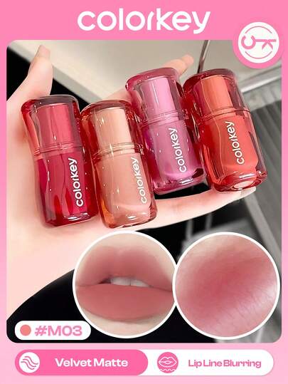 COLORKEY クリーミーベルベットリップグロス、高発色長持ちフォーミュラ、しわを軽減、リップメイクアップ&スキンケア、ブランドビューティーメイクアップフェイスペイントコスメ、女性女の子向け、春夏に最適、Y2Kファッション向け、90年代メイクにも、誕生日、母の日ギフト、レイブパーティーにも最適、最高の色
