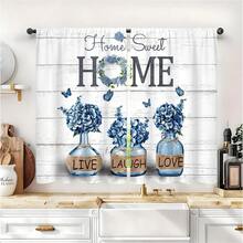 2 Panel 28"X40"Rusitc Farmhouse Cotton Kitchen Curtains Rod Pocket Country Retro Wood Vintage Small Short Cafe Curtain Inspirational Window Drapes  Bathroom Home Decor - 樣式-1 - 查看 5