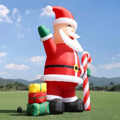 33Ft Red Inflatable LED Lights Santa Claus, With Blower, Perfect Christmas Gift Holiday, Outdoor Decoration Or Commercial Plazas And Parks