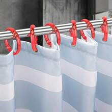 Red Shower Curtain Hooks - 12 Pcs Circular Plastic Shower Curtain Rings For Bathroom - O Shaped Transparent Red Shower Hooks Rings For Shower Curtain Rod,TransparentRed - TransparentRed - View 6