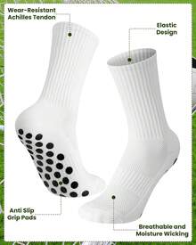 Eurzom 4 Pares De Calcetines De Fútbol con Agarre Y Espinilleras para Hombre, Antideslizantes, Blancos Y Negros, con Mangas De Compresión para Fútbol, Baloncesto Y Fútbol. - 1 - Ver 6