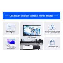 WEIJIEMING 60-120 tums projektionsduk, väggmonterad, vit, skrynkelfri, 160° bred betraktningsvinkel, ingen borrning krävs