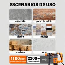 2200W Taladro Rotomartillo Cincelador Perforador Industrial  Cincelador Perforador Sds Kits De Martillo Rotomartillo Demoledor Industrial - Naranja - Ver 9