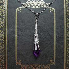 Purple Crystal Gothic Pendant Necklace Antique Silver Necklace Witch - AQ-1182 - Xem 1