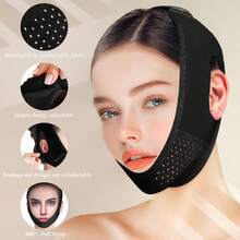 V-Line Lifting Face Mask, Sleeping Chin Strap, V-Line Lifting Mask For Women, Chin Exerciser, Pink - Black - View 3