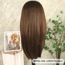 13X4 Brown Layered Wigs HD Lace Front Wigs HD Lace Frontal Wigs Short Curly Lace Front Wig Pre Plucked Glueless Layered Straight Wig Breathable Cap Easy Install Wig Free Part Heat Resistant Fiber Wig For Women For Party Vacation Daily Used 22 Inch - Light Brown - 查看 7