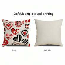 Fundas de almohada para San Valentín con estampado de corazones, lazos y rayas para sofá, cama y sofá. - Burdeos - Ver 6