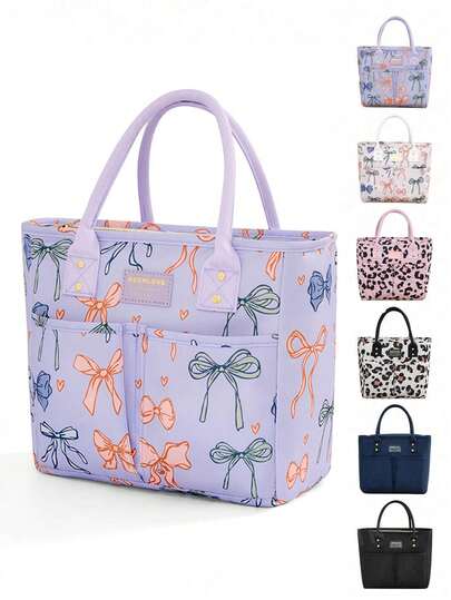 新款时尚大容量午餐手提包，防漏防污便携式餐盒，带侧边水壶袋，经典多色保温手提包，妈妈包，通勤包，日常健身午餐包，野餐包，防水保温斜挎包，返校必备，学习用品包，工作午餐包，女士保温包，野餐配件，午餐盒，男士午餐盒，女士野餐礼物