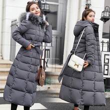 Supply Winter Women's Cotton Jacket Extra Long Large Fur Collar Women's Cotton Coat Thickened Long Women's Down Cotton Jacket - 軍綠色 - 查看 2
