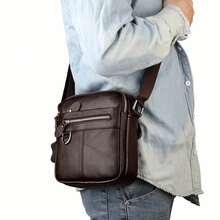 A High-Quality Men's Shoulder Bag Made Of Genuine Leather, Crafted From Premium Cowhide – With An Adjustable Shoulder Strap, Robust And Durable, Suitable For Everyday Use And Travel, Stylish And Versatile, Perfect For Casual Outfits. - 黑色 - 查看 8
