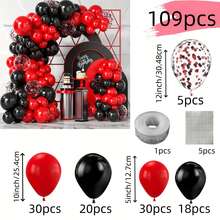 109pcs Black And Gold Balloon Arch Diy Kit, Simple Wedding Decoration For Birthdays, Weddings, Engagements, Outdoor Photography, Shower Party, Farm, Balloon Arch Decoration, Shower Party Decoration, Bachelor Party Gender Revealing Decoration, Christmas Can Be Diy Matched - Black and Red - View 11
