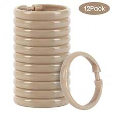 Qulable Beige Shower Curtain Hooks - 12 Pcs Circular Plastic Shower Curtain Rings For Bathroom - O Shaped Ivory Cream Shower Hooks Rings For Shower Curtain Rod,Beige - 淺褐色的 - 查看 9