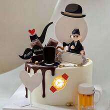 Father's Day Fondant Molds Watch T-Shirt Tie Hat Briefcase Pattern Silicone Mold For Cake Decorating Cupcake Topper Chocolate Candy Gum Paste Polymer Clay,StyleD - StyleD - 查看 5