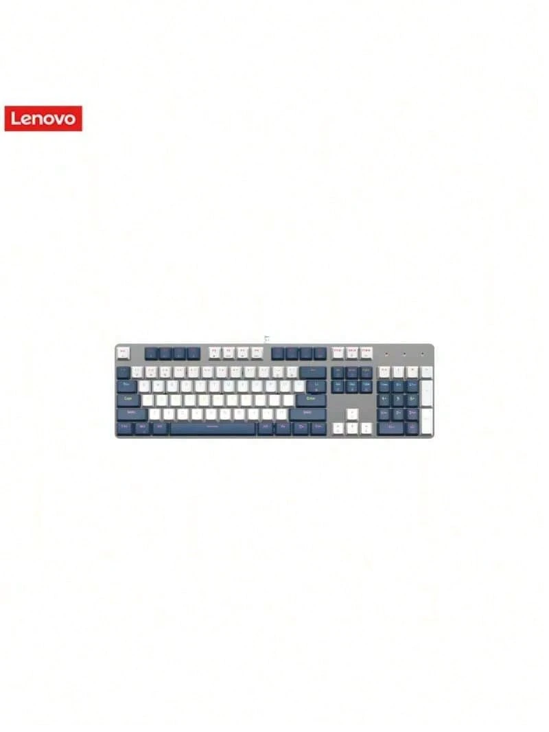 Lenovo MK5 Gaming & Office Mechanical Keyboard: Double-Shot Injection Molded Keycaps, Personalized Backlighting Effects, Anti-Slip Design, Plug And Play, Stable And Long-Lasting Operation, Storm White. - Storm White - View 1