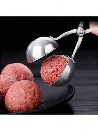 1pc Stainless Steel Meatball Maker Tool, Scoop Shaped Non-Stick Meatball Mold, Kitchen Gadget For Making Meatballs, Fish Balls Or Rice Balls