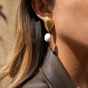 S SHOPBOHO 1对优雅巴洛克珍珠耳钉，优质不锈钢材质，适合日常佩戴和婚礼佩戴，女士珠宝