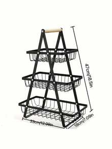 2/3 Layer Large Capacity Metal Fruit Basket - Fruit Basket Storage Rack, Portable Handheld Design, Multi-Layer Fruit Storage Rack With Detachable Rectangular Shelves - Space Saving Countertop Storage Cabinet, Suitable For Kitchen And Office - Sturdy Metal Structure, Suitable For Various Items - Easy To Clean - Multicolor - View 8